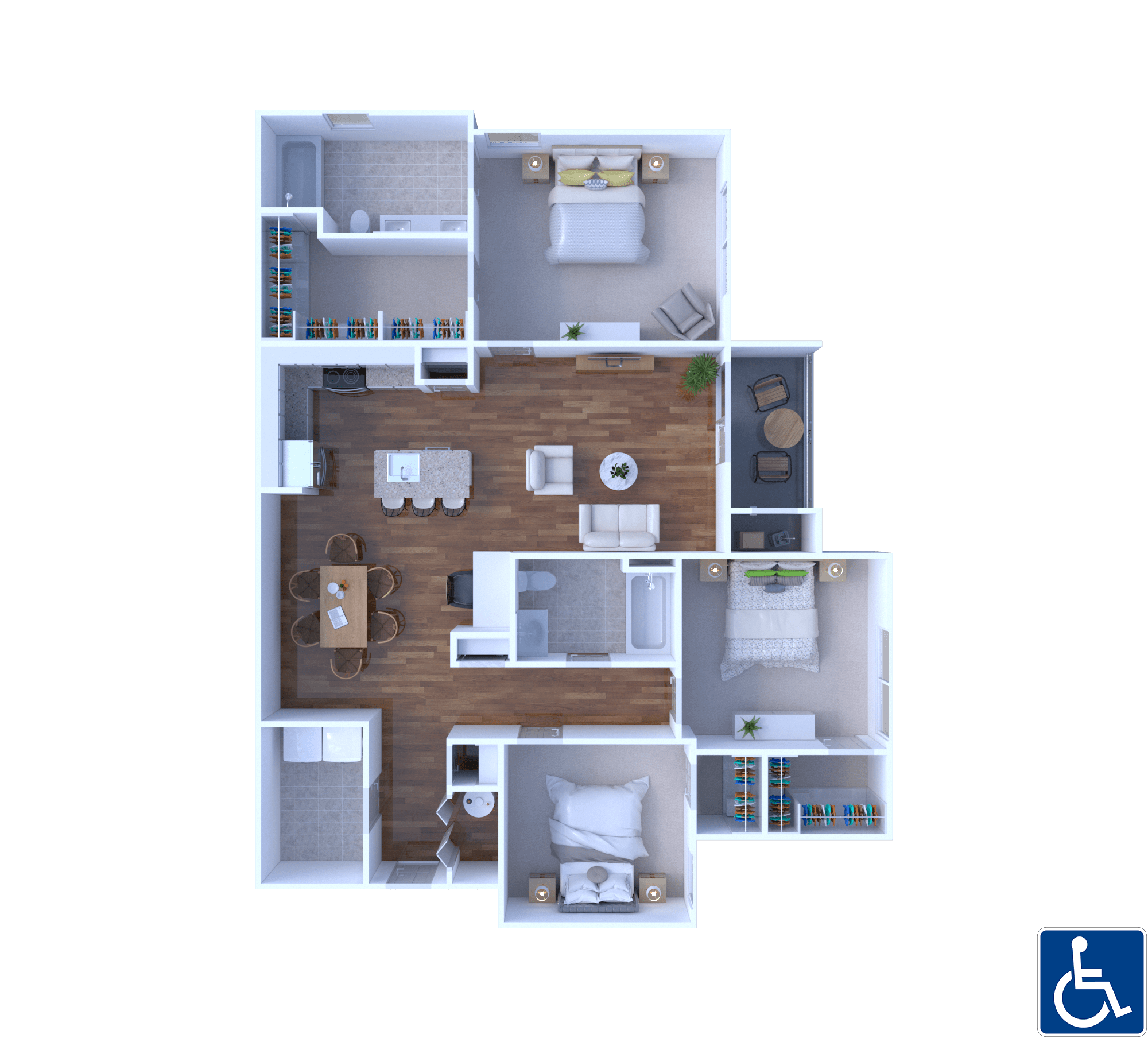 Three Bedrooms – Accessible Floorplan